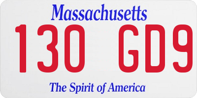 MA license plate 130GD9