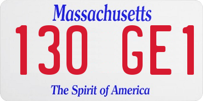 MA license plate 130GE1