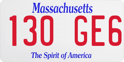 MA license plate 130GE6