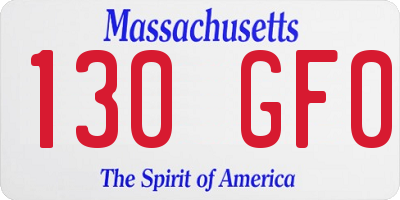 MA license plate 130GF0