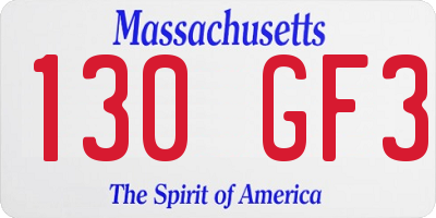 MA license plate 130GF3