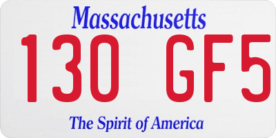 MA license plate 130GF5