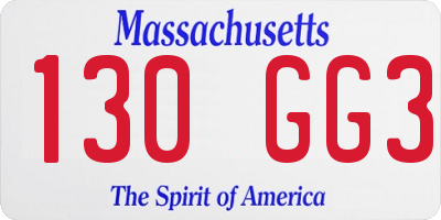 MA license plate 130GG3