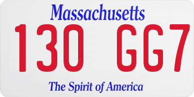 MA license plate 130GG7