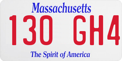 MA license plate 130GH4