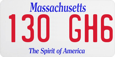 MA license plate 130GH6