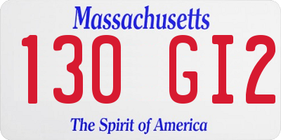 MA license plate 130GI2