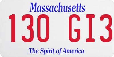 MA license plate 130GI3