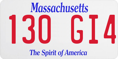 MA license plate 130GI4