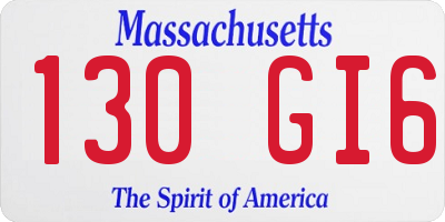MA license plate 130GI6