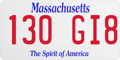 MA license plate 130GI8