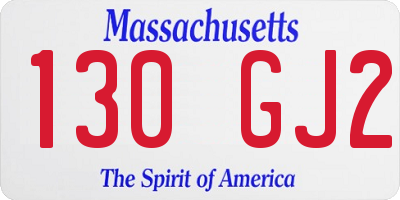 MA license plate 130GJ2