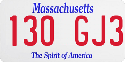 MA license plate 130GJ3