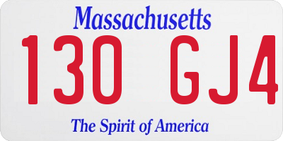 MA license plate 130GJ4