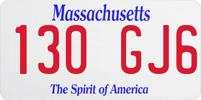 MA license plate 130GJ6