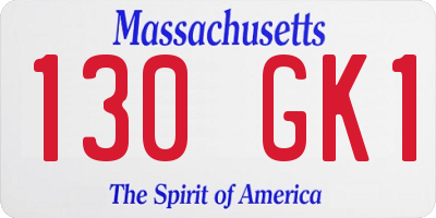 MA license plate 130GK1
