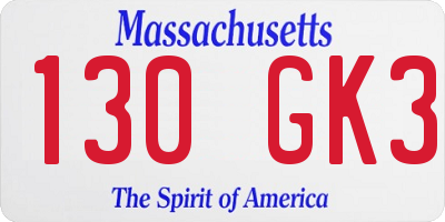 MA license plate 130GK3