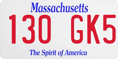 MA license plate 130GK5