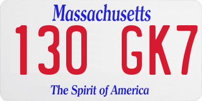 MA license plate 130GK7