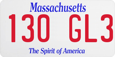MA license plate 130GL3