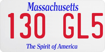 MA license plate 130GL5
