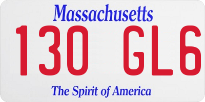 MA license plate 130GL6