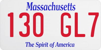 MA license plate 130GL7
