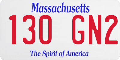 MA license plate 130GN2