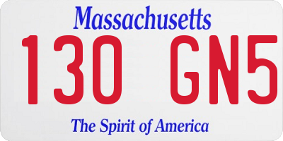 MA license plate 130GN5