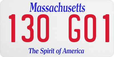 MA license plate 130GO1
