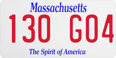 MA license plate 130GO4