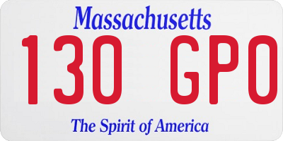 MA license plate 130GP0