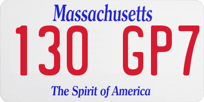 MA license plate 130GP7