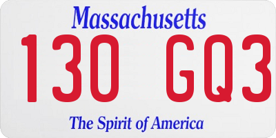 MA license plate 130GQ3