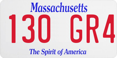 MA license plate 130GR4
