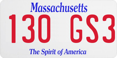 MA license plate 130GS3