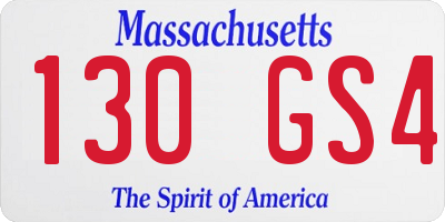 MA license plate 130GS4
