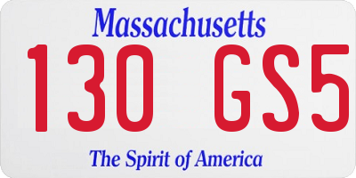 MA license plate 130GS5