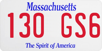 MA license plate 130GS6