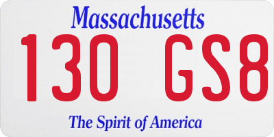 MA license plate 130GS8