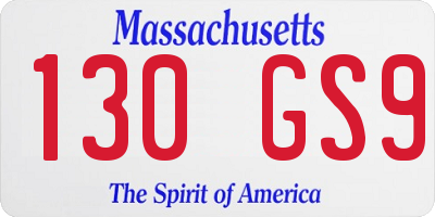 MA license plate 130GS9
