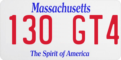 MA license plate 130GT4