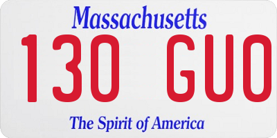 MA license plate 130GU0