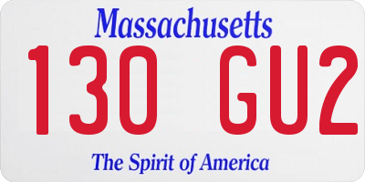 MA license plate 130GU2