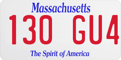 MA license plate 130GU4