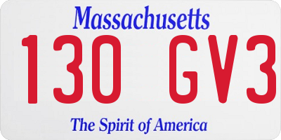 MA license plate 130GV3