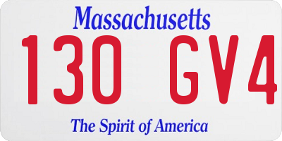 MA license plate 130GV4