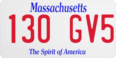MA license plate 130GV5