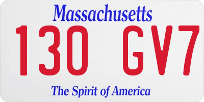 MA license plate 130GV7