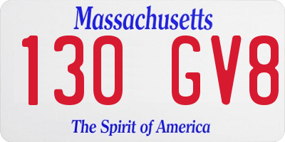 MA license plate 130GV8